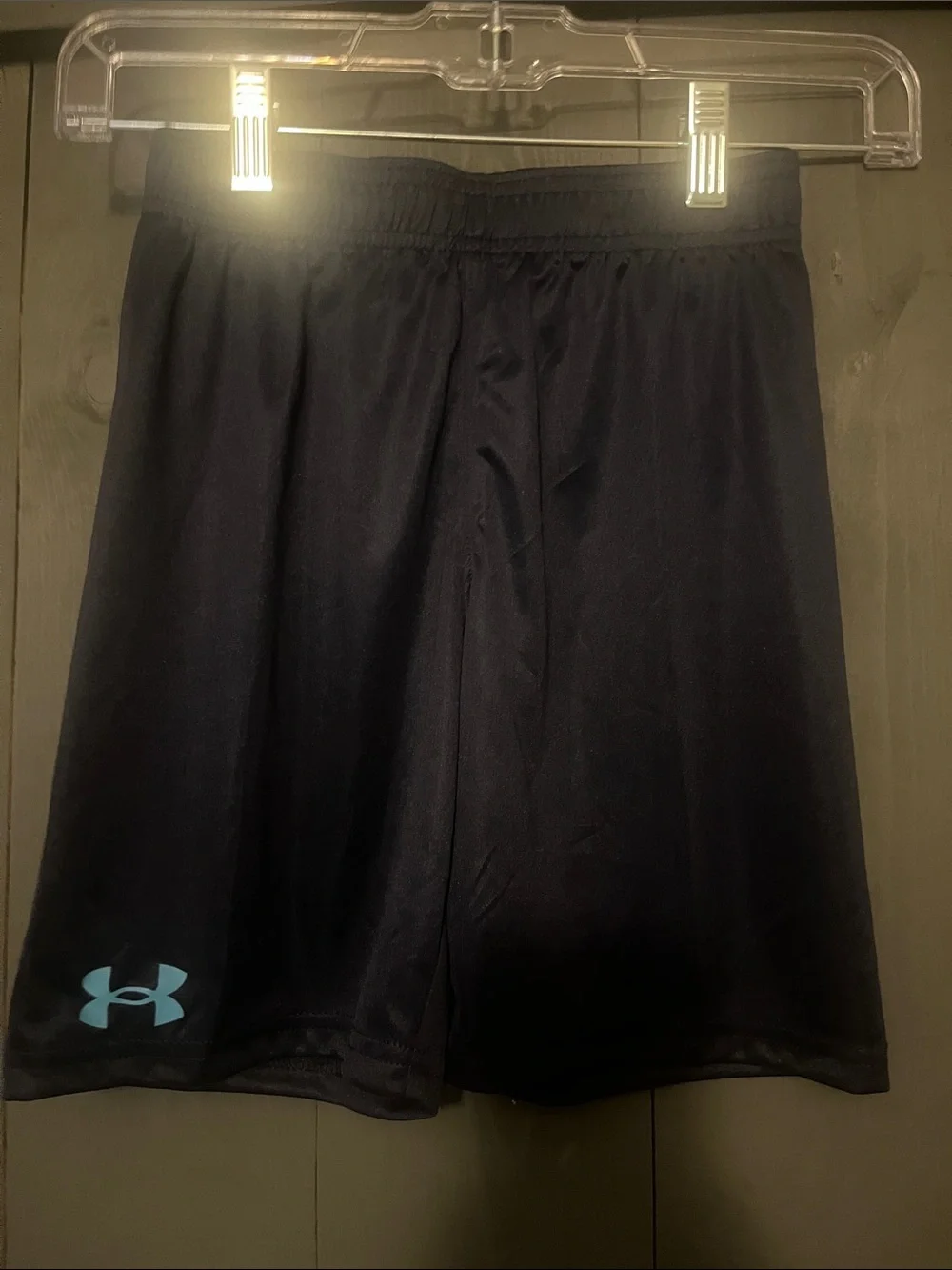 Under Armour Black Athletic Shorts with Teal Logo